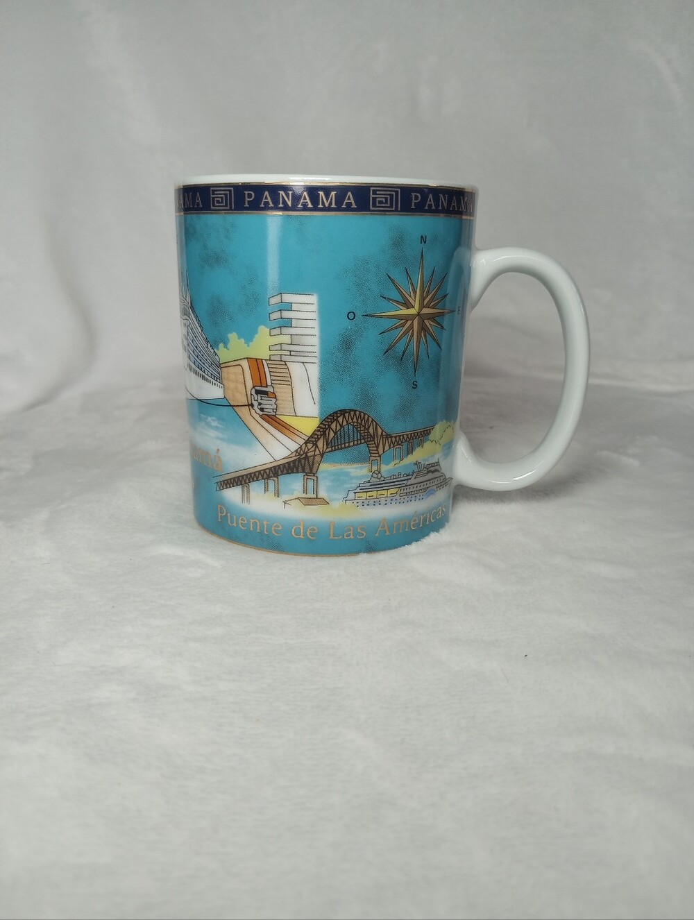 Panama Canal Puente de Las Americas Travel Souvenir Ceramic Coffee Cup Mug 10 oz